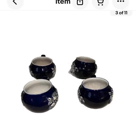 Vintage German Wick-Werke Mug Beer Stein wildflowers Blue Cobalt 4 pc - Picture 6 of 11